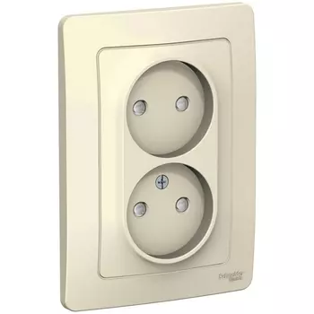 Розетка двойная без заземления со шторками (молочный) Systeme Electric Blanca BLNRS000122