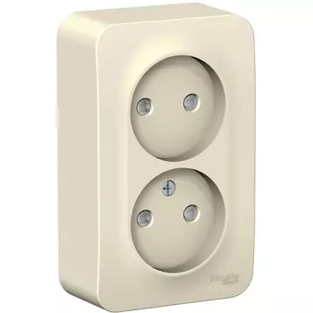 Розетка двойная без заземления со шторками (молочный) Systeme Electric Blanca BLNRA001212