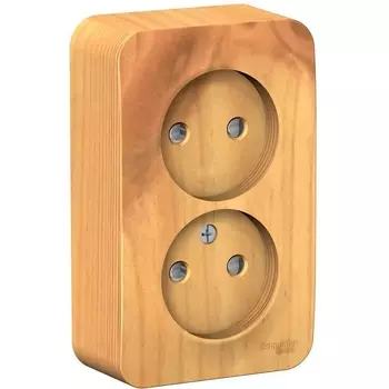 Розетка двойная без заземления со шторками (ясень) Systeme Electric Blanca BLNRA001215