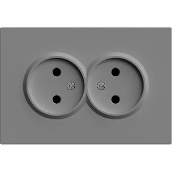 Розетка двойная без заземления со шторками (серый) Stekker Эмили 49955