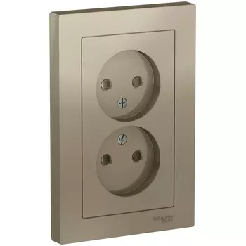 Розетка двойная без заземления со шторками (шампань) Systeme Electric AtlasDesign ATN000522