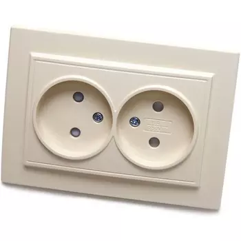 Розетка двойная без заземления со шторками (слоновая кость) Stekker Эрна 39239