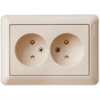 Розетка двойная без заземления со шторками (слоновая кость) Systeme Electric RS16-254-28