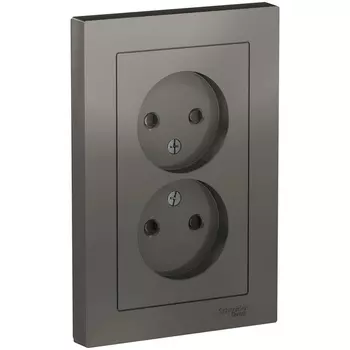 Розетка двойная без заземления со шторками (сталь) Systeme Electric AtlasDesign ATN000922