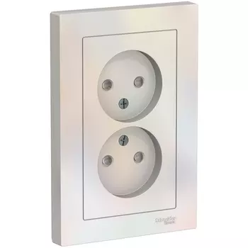 Розетка двойная без заземления со шторками (жемчужный) Systeme Electric AtlasDesign ATN000422