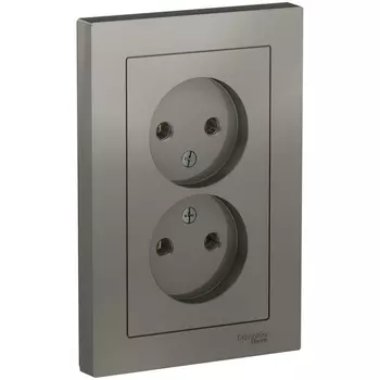 Розетка двойная без заземления (сталь) Systeme Electric AtlasDesign ATN000920