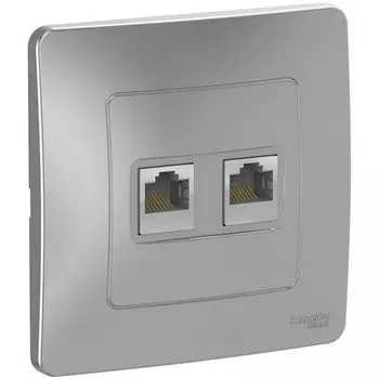 Розетка двойная Ethernet RJ-45 (алюминий) Systeme Electric Blanca BLNIS045453