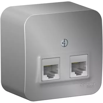 Розетка двойная Ethernet RJ-45 (алюминий) Systeme Electric Blanca BLNIA045453