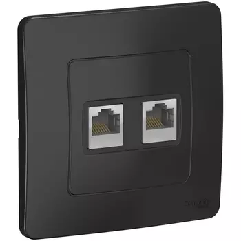 Розетка двойная Ethernet RJ-45 (антрацит) Systeme Electric Blanca BLNIS045456