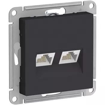 Розетка двойная Ethernet RJ-45 (карбон) Systeme Electric AtlasDesign ATN001085