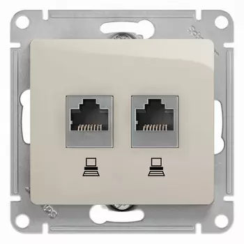 Розетка двойная Ethernet RJ-45 (молочный) Systeme Electric GSL000985KK