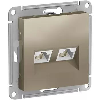 Розетка двойная Ethernet RJ-45 (шампань) Systeme Electric AtlasDesign ATN000585