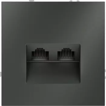 Розетка двойная Ethernet RJ-45 (титан) Voltum S70 VLS060206