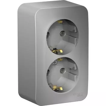 Розетка двойная с заземлением (алюминий) Systeme Electric Blanca BLNRA010203