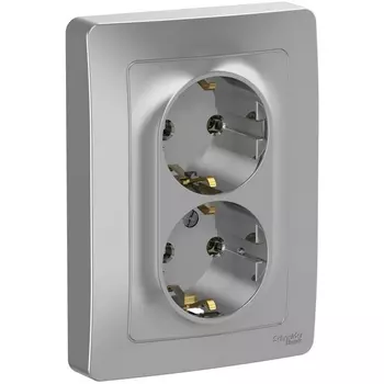 Розетка двойная с заземлением (алюминий) Systeme Electric Blanca BLNRS001023