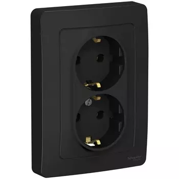 Розетка двойная с заземлением (антрацит) Systeme Electric Blanca BLNRS001026
