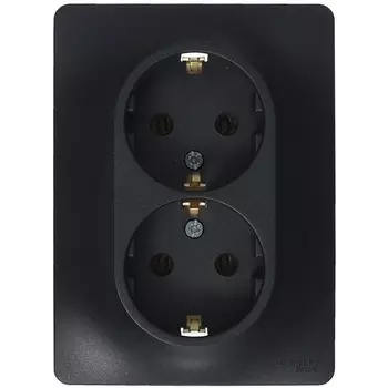 Розетка двойная с заземлением (антрацит) Systeme Electric Glossa GSL000724