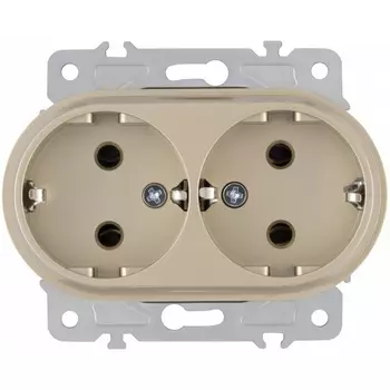 Розетка двойная с заземлением Arte Milano am-202 202.40-2.shampan