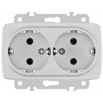 Розетка двойная с заземлением Arte Milano am-205 205.40-2.silver