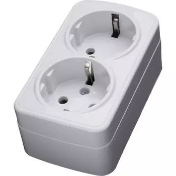 Розетка двойная с заземлением (белый) Stekker Basic 39034