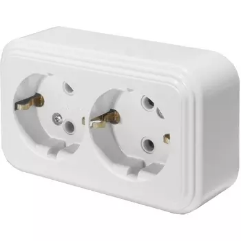 Розетка двойная с заземлением (белый) Stekker Брест 39695