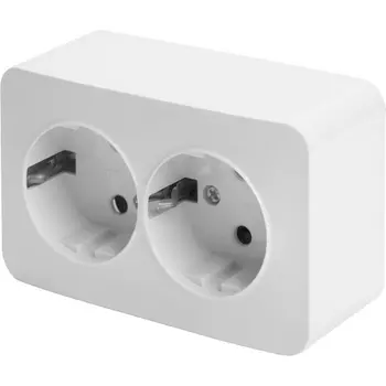 Розетка двойная с заземлением (белый) Stekker София 49304