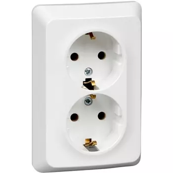 Розетка двойная с заземлением (белый) Systeme Electric Etude PC16-107B