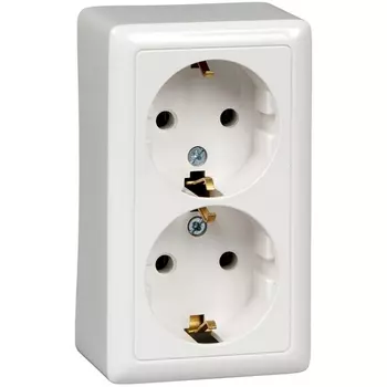 Розетка двойная с заземлением (белый) Systeme Electric HIT RA16-238-B