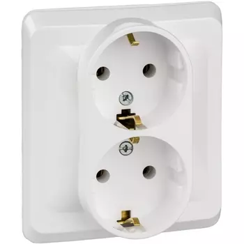 Розетка двойная с заземлением (белый) Systeme Electric Этюд PC16-007B