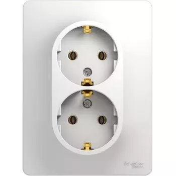 Розетка двойная с заземлением (белый) Systeme Electric Glossa GSL000124