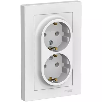 Розетка двойная с заземлением (белый) Systeme Electric AtlasDesign ATN000124