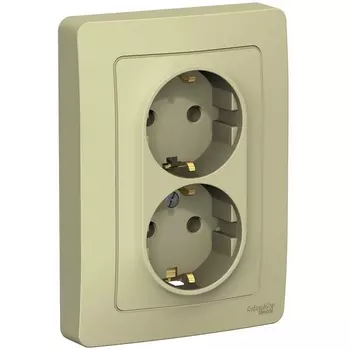 Розетка двойная с заземлением (бежевый) Systeme Electric Blanca BLNRS001027