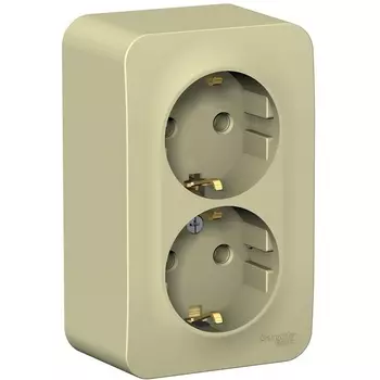 Розетка двойная с заземлением (бежевый) Systeme Electric Blanca BLNRA010217