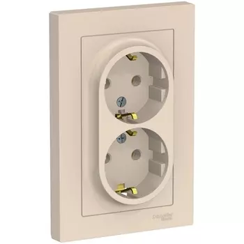 Розетка двойная с заземлением (бежевый) Systeme Electric AtlasDesign ATN000224
