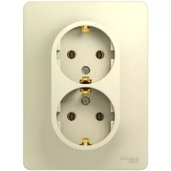 Розетка двойная с заземлением (бежевый) Systeme Electric Glossa GSL000224