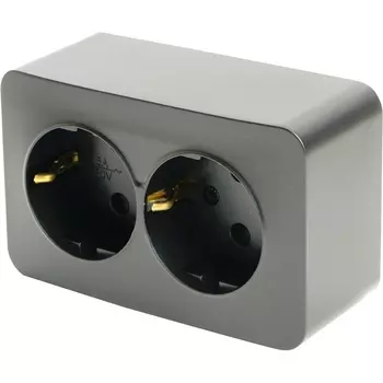 Розетка двойная с заземлением (черный матовый) Stekker София 49498