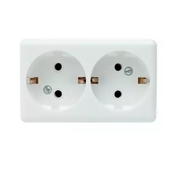 Розетка двойная с заземлением Duwi BASIS 26403 3