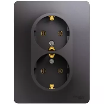 Розетка двойная с заземлением (графит) Systeme Electric Glossa GSL001324