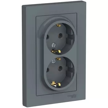 Розетка двойная с заземлением (грифель) Systeme Electric AtlasDesign ATN000724