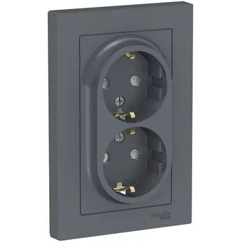 Розетка двойная с заземлением (грифель) Systeme Electric AtlasDesign ATN000726