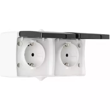 Розетка двойная с заземлением и крышкой Arte Milano am-309 309.40-2.grey