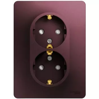 Розетка двойная с заземлением и шторками (баклажановый) Systeme Electric Glossa GSL001126