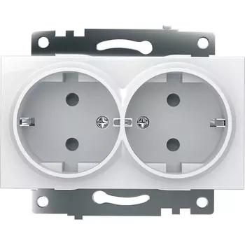 Розетка двойная с заземлением и шторками (белый) Stekker Катрин 39574