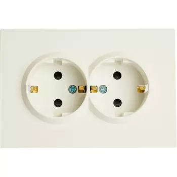 Розетка двойная с заземлением и шторками (белый) Stekker Эмили 49882