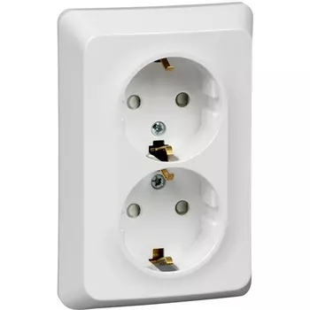 Розетка двойная с заземлением и шторками (белый) Systeme Electric Etude PC16-108B