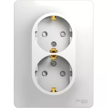 Розетка двойная с заземлением и шторками (белый) Systeme Electric Glossa GSL000126