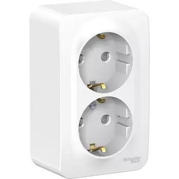 Розетка двойная с заземлением и шторками (белый) Systeme Electric Blanca BLNRA011221