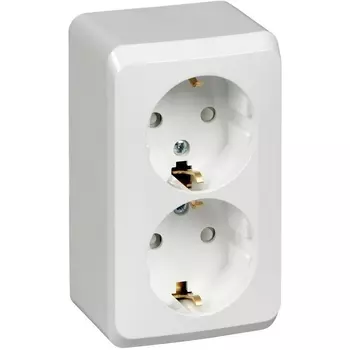 Розетка двойная с заземлением и шторками (белый) Systeme Electric Этюд PA16-008B
