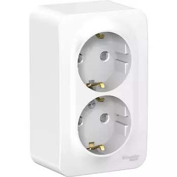 Розетка двойная с заземлением и шторками (белый) Systeme Electric Blanca BLNRA011211