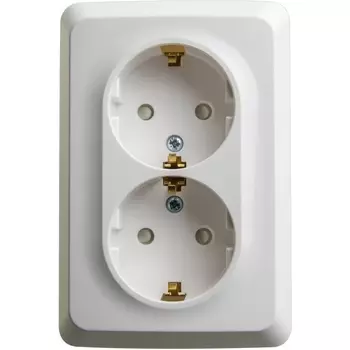 Розетка двойная с заземлением и шторками (белый) Systeme Electric Etude PA16-108B